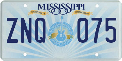 MS license plate ZNQ075