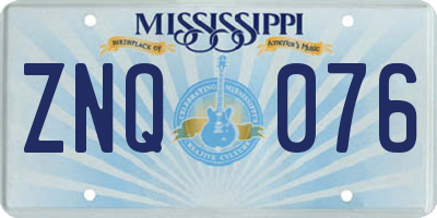 MS license plate ZNQ076