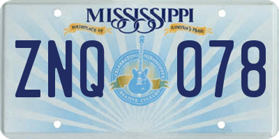 MS license plate ZNQ078