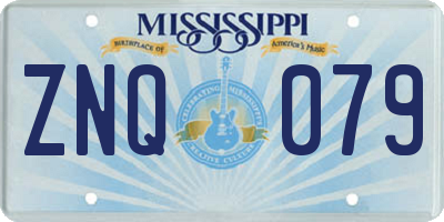MS license plate ZNQ079