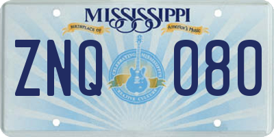 MS license plate ZNQ080