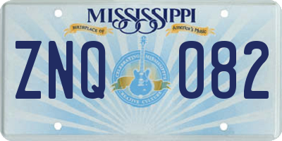 MS license plate ZNQ082
