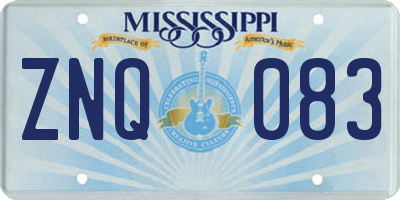 MS license plate ZNQ083
