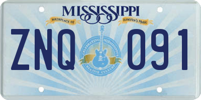 MS license plate ZNQ091