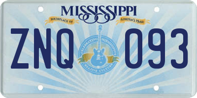 MS license plate ZNQ093