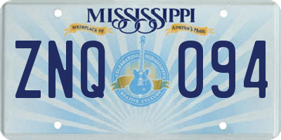 MS license plate ZNQ094