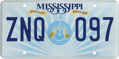 MS license plate ZNQ097