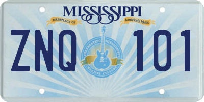 MS license plate ZNQ101
