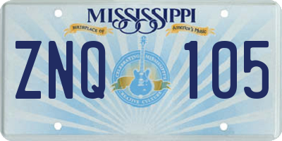 MS license plate ZNQ105