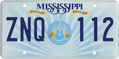 MS license plate ZNQ112