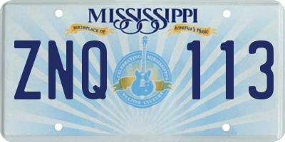 MS license plate ZNQ113
