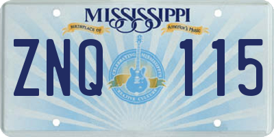 MS license plate ZNQ115