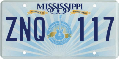 MS license plate ZNQ117