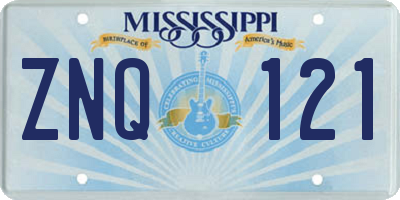 MS license plate ZNQ121