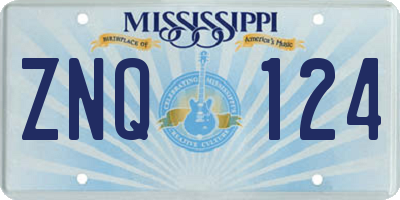 MS license plate ZNQ124