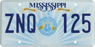 MS license plate ZNQ125