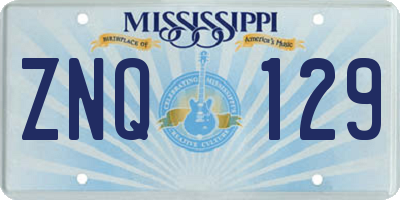 MS license plate ZNQ129