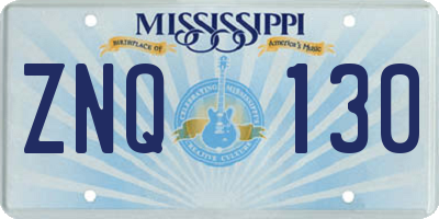 MS license plate ZNQ130