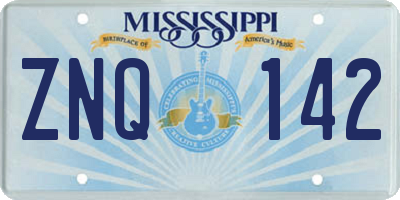 MS license plate ZNQ142