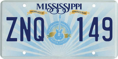 MS license plate ZNQ149