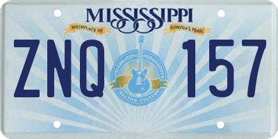 MS license plate ZNQ157