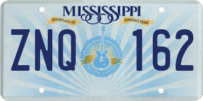 MS license plate ZNQ162