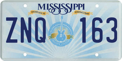 MS license plate ZNQ163