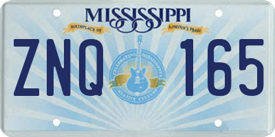 MS license plate ZNQ165