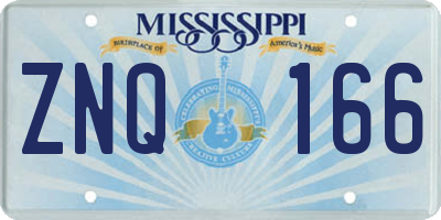 MS license plate ZNQ166