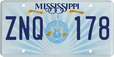 MS license plate ZNQ178