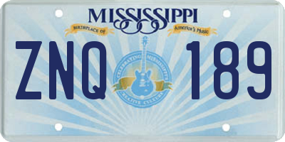 MS license plate ZNQ189