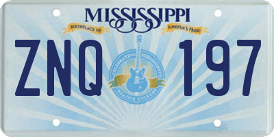 MS license plate ZNQ197