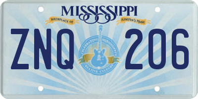 MS license plate ZNQ206