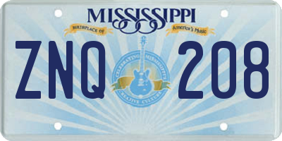 MS license plate ZNQ208