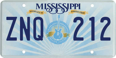 MS license plate ZNQ212