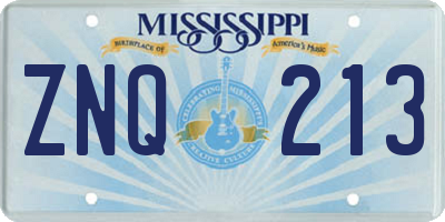 MS license plate ZNQ213