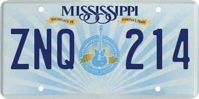 MS license plate ZNQ214