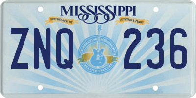 MS license plate ZNQ236