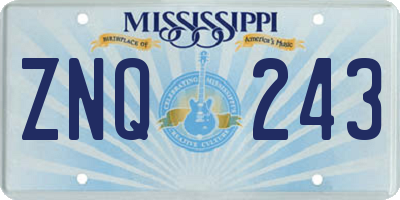 MS license plate ZNQ243