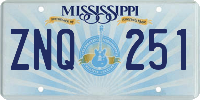 MS license plate ZNQ251