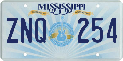MS license plate ZNQ254