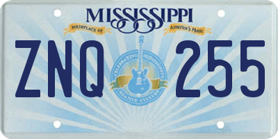 MS license plate ZNQ255