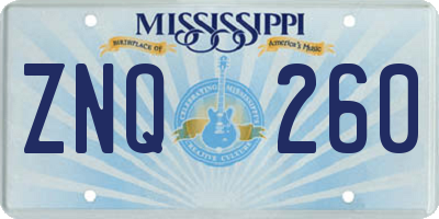 MS license plate ZNQ260