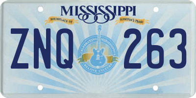 MS license plate ZNQ263