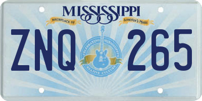 MS license plate ZNQ265