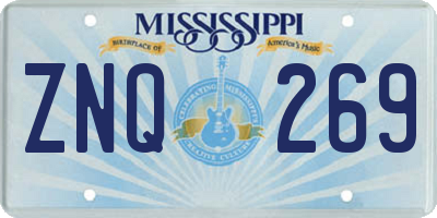 MS license plate ZNQ269