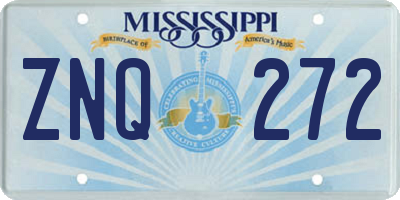 MS license plate ZNQ272