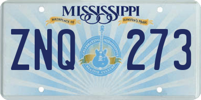 MS license plate ZNQ273