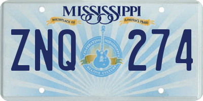 MS license plate ZNQ274