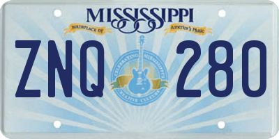 MS license plate ZNQ280